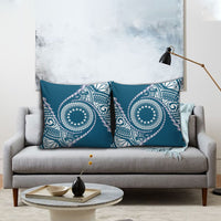 Cook Islands Gospel Day Pillow Cover Blue Tribal Curves LT05 - Polynesian Pride