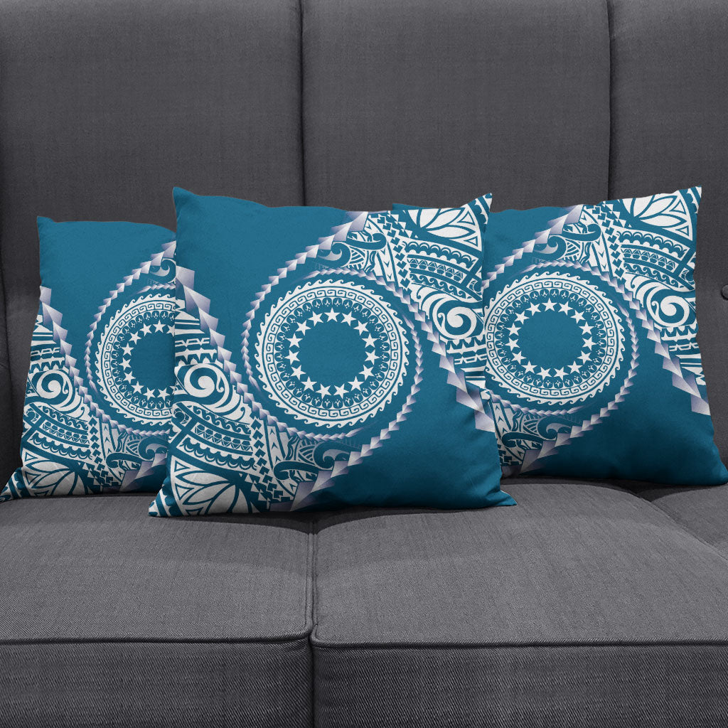 Cook Islands Gospel Day Pillow Cover Blue Tribal Curves LT05 - Polynesian Pride