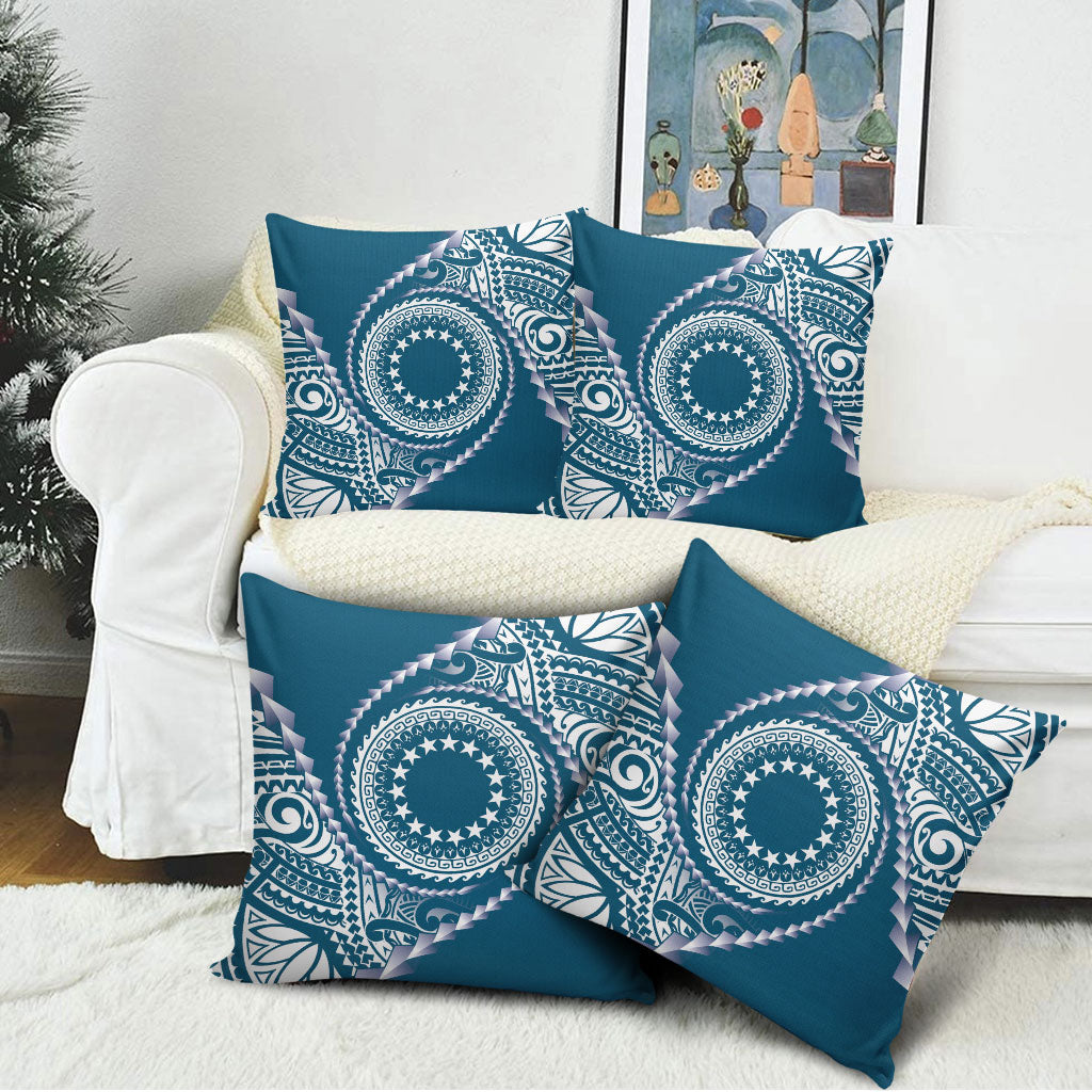 Cook Islands Gospel Day Pillow Cover Blue Tribal Curves LT05 - Polynesian Pride