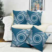 Cook Islands Gospel Day Pillow Cover Blue Tribal Curves LT05 - Polynesian Pride