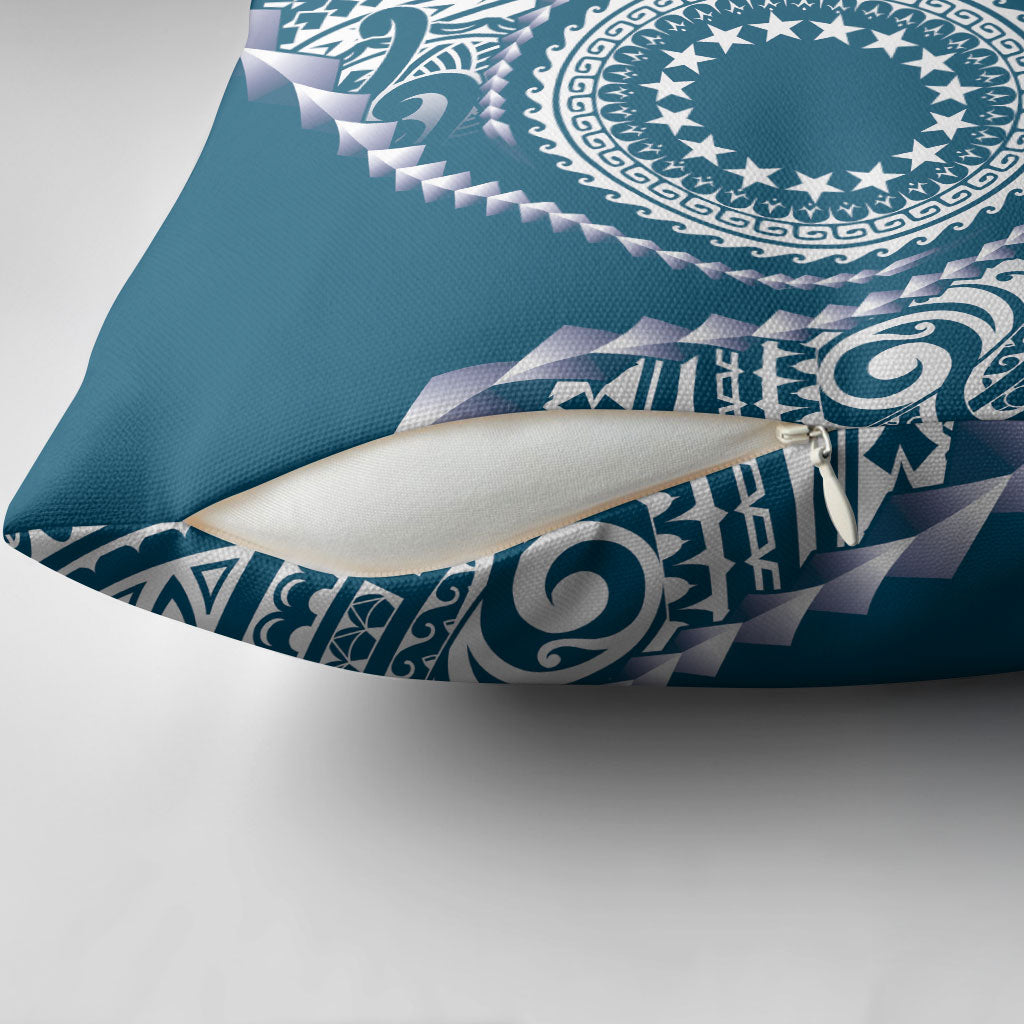 Cook Islands Gospel Day Pillow Cover Blue Tribal Curves LT05 - Polynesian Pride