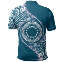 Cook Islands Gospel Day Polo Shirt Blue Tribal Curves LT05 - Polynesian Pride