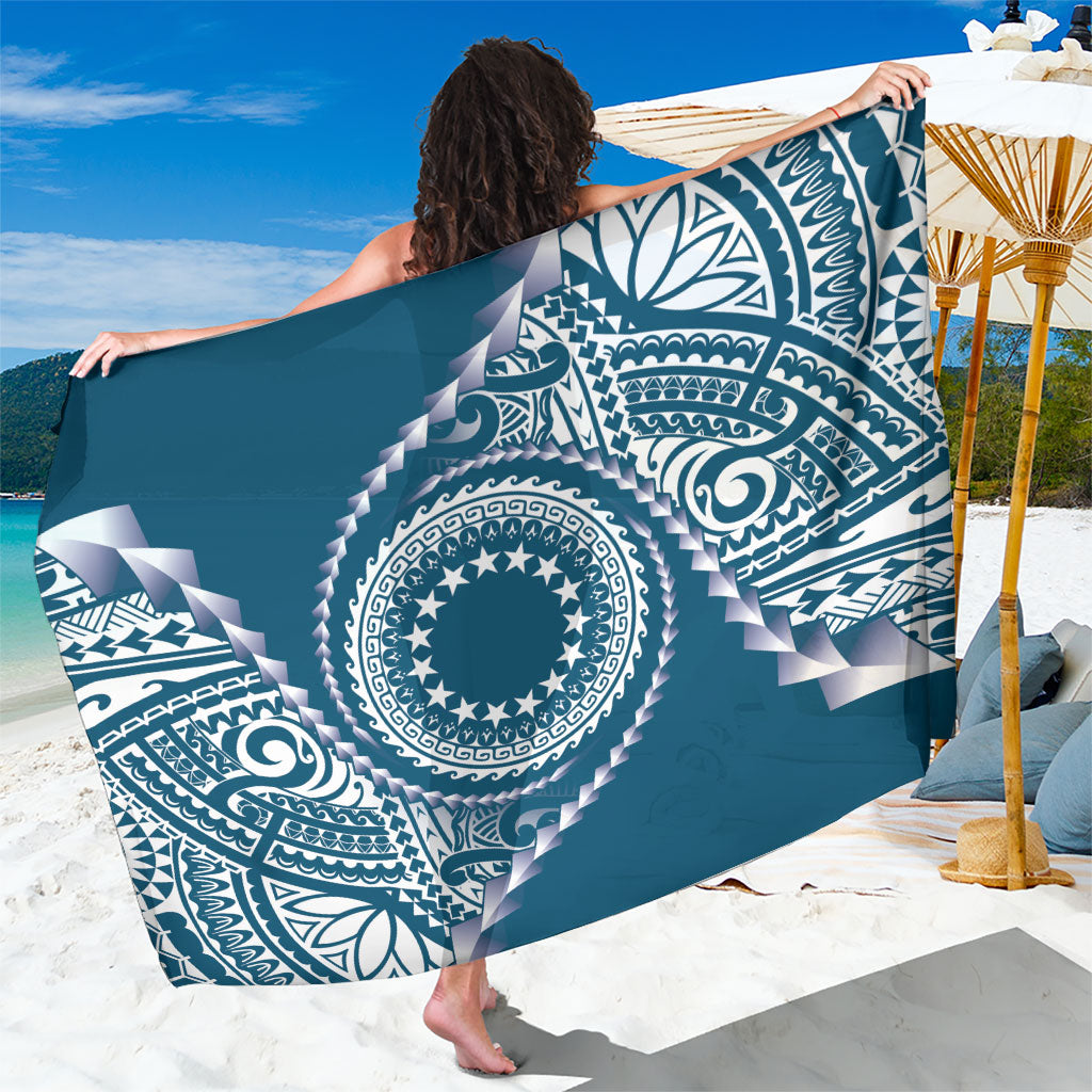 Cook Islands Gospel Day Sarong Blue Tribal Curves LT05 One Size 44 x 66 inches Blue - Polynesian Pride