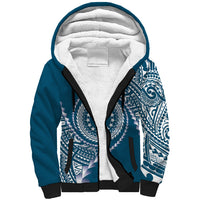 Cook Islands Gospel Day Sherpa Hoodie Blue Tribal Curves LT05 Unisex Blue - Polynesian Pride