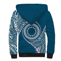 Cook Islands Gospel Day Sherpa Hoodie Blue Tribal Curves LT05 - Polynesian Pride