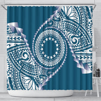 Cook Islands Gospel Day Shower Curtain Blue Tribal Curves LT05 - Polynesian Pride