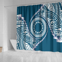 Cook Islands Gospel Day Shower Curtain Blue Tribal Curves LT05 - Polynesian Pride