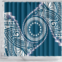 Cook Islands Gospel Day Shower Curtain Blue Tribal Curves LT05 - Polynesian Pride