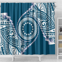 Cook Islands Gospel Day Shower Curtain Blue Tribal Curves LT05 - Polynesian Pride