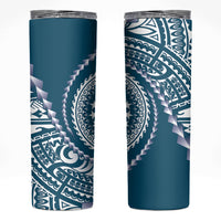 Cook Islands Gospel Day Skinny Tumbler Blue Tribal Curves LT05 Blue - Polynesian Pride