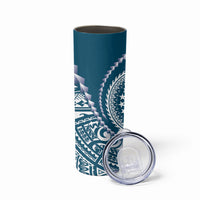Cook Islands Gospel Day Skinny Tumbler Blue Tribal Curves LT05 - Polynesian Pride