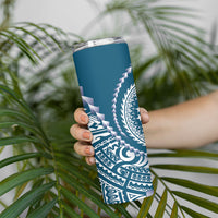 Cook Islands Gospel Day Skinny Tumbler Blue Tribal Curves LT05 - Polynesian Pride