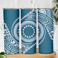 Cook Islands Gospel Day Skinny Tumbler Blue Tribal Curves LT05 - Polynesian Pride