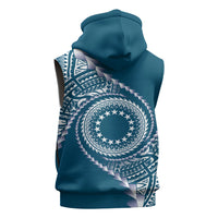 Cook Islands Gospel Day Sleeveless Zip Hoodie Blue Tribal Curves LT05 - Polynesian Pride