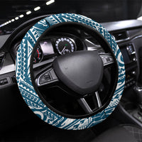Cook Islands Gospel Day Steering Wheel Cover Blue Tribal Curves LT05 Universal Fit Blue - Polynesian Pride