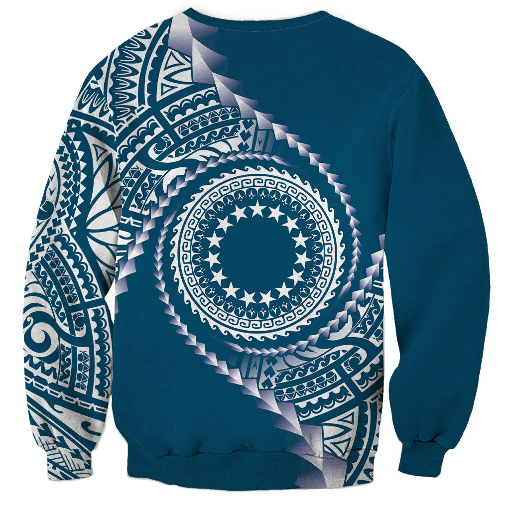 Cook Islands Gospel Day Sweatshirt Blue Tribal Curves