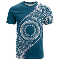 Cook Islands Gospel Day T Shirt Blue Tribal Curves LT05 Blue - Polynesian Pride