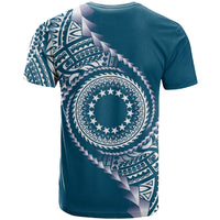 Cook Islands Gospel Day T Shirt Blue Tribal Curves LT05 - Polynesian Pride