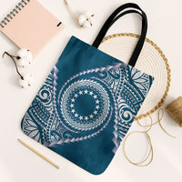 Cook Islands Gospel Day Tote Bag Blue Tribal Curves LT05 Black Strap One Size Blue - Polynesian Pride
