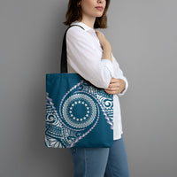 Cook Islands Gospel Day Tote Bag Blue Tribal Curves LT05 - Polynesian Pride