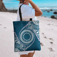 Cook Islands Gospel Day Tote Bag Blue Tribal Curves LT05 - Polynesian Pride