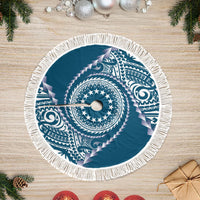 Cook Islands Gospel Day Tree Skirt Blue Tribal Curves