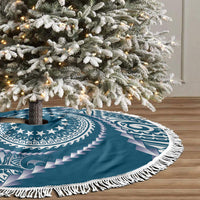 Cook Islands Gospel Day Tree Skirt Blue Tribal Curves