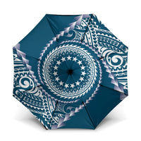 Cook Islands Gospel Day Umbrella Blue Tribal Curves