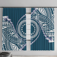 Cook Islands Gospel Day Window Curtain Blue Tribal Curves LT05 With Hooks Blue - Polynesian Pride