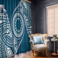 Cook Islands Gospel Day Window Curtain Blue Tribal Curves LT05 - Polynesian Pride