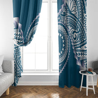 Cook Islands Gospel Day Window Curtain Blue Tribal Curves LT05 - Polynesian Pride