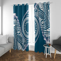Cook Islands Gospel Day Window Curtain Blue Tribal Curves LT05 With Grommets Blue - Polynesian Pride