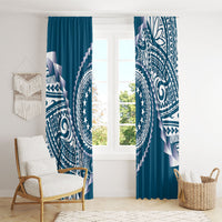 Cook Islands Gospel Day Window Curtain Blue Tribal Curves LT05 - Polynesian Pride