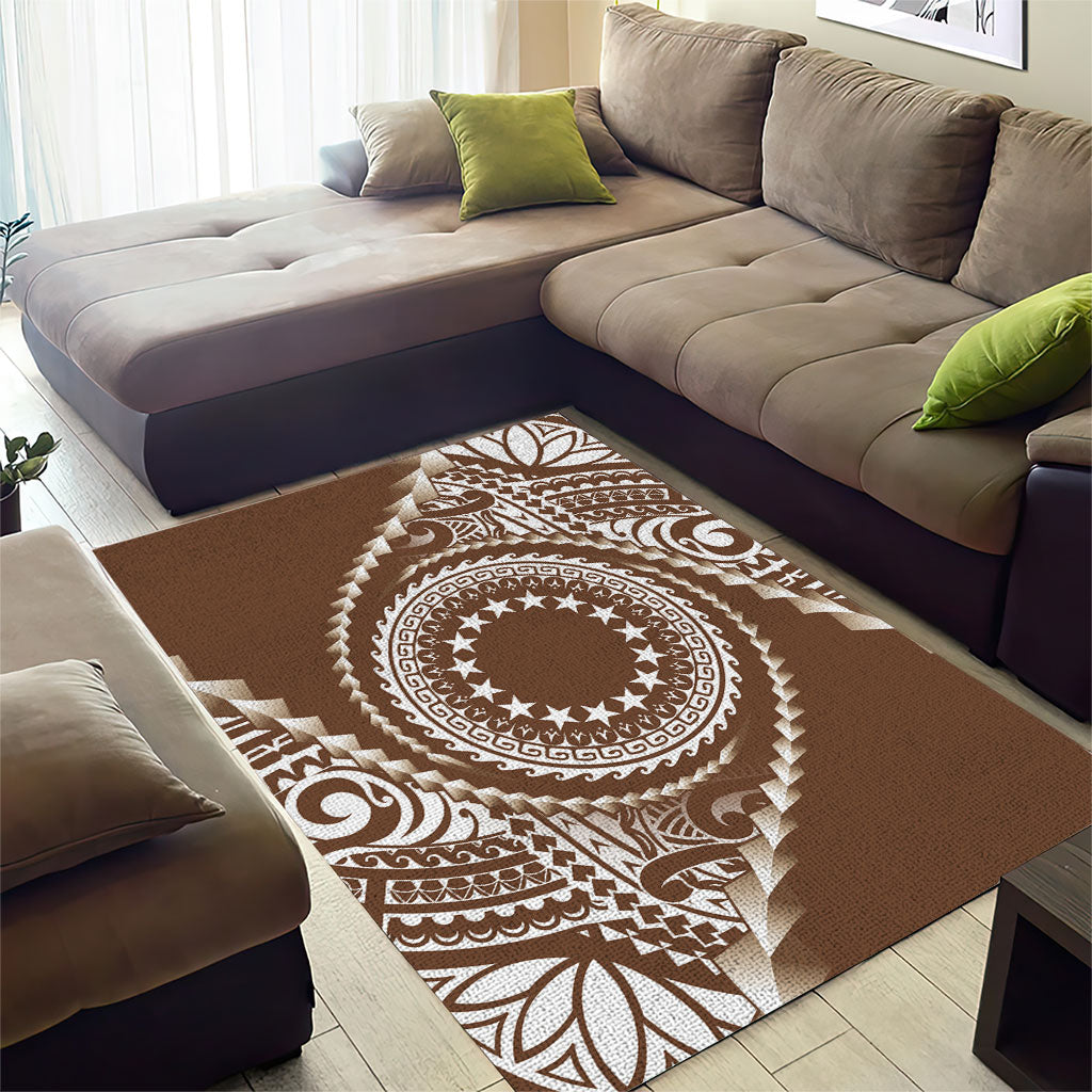 Cook Islands Gospel Day Area Rug Brown Tribal Curves LT05 - Polynesian Pride