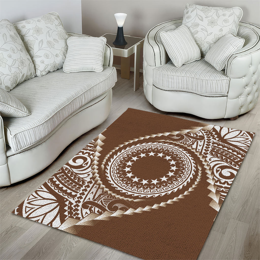 Cook Islands Gospel Day Area Rug Brown Tribal Curves LT05 - Polynesian Pride