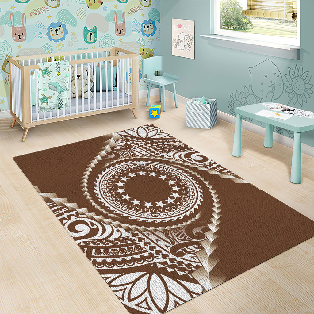 Cook Islands Gospel Day Area Rug Brown Tribal Curves LT05 - Polynesian Pride