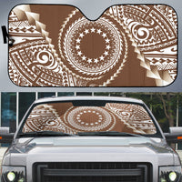 Cook Islands Gospel Day Auto Sun Shade Brown Tribal Curves LT05 Brown - Polynesian Pride