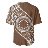 Cook Islands Gospel Day Baseball Jersey Brown Tribal Curves
