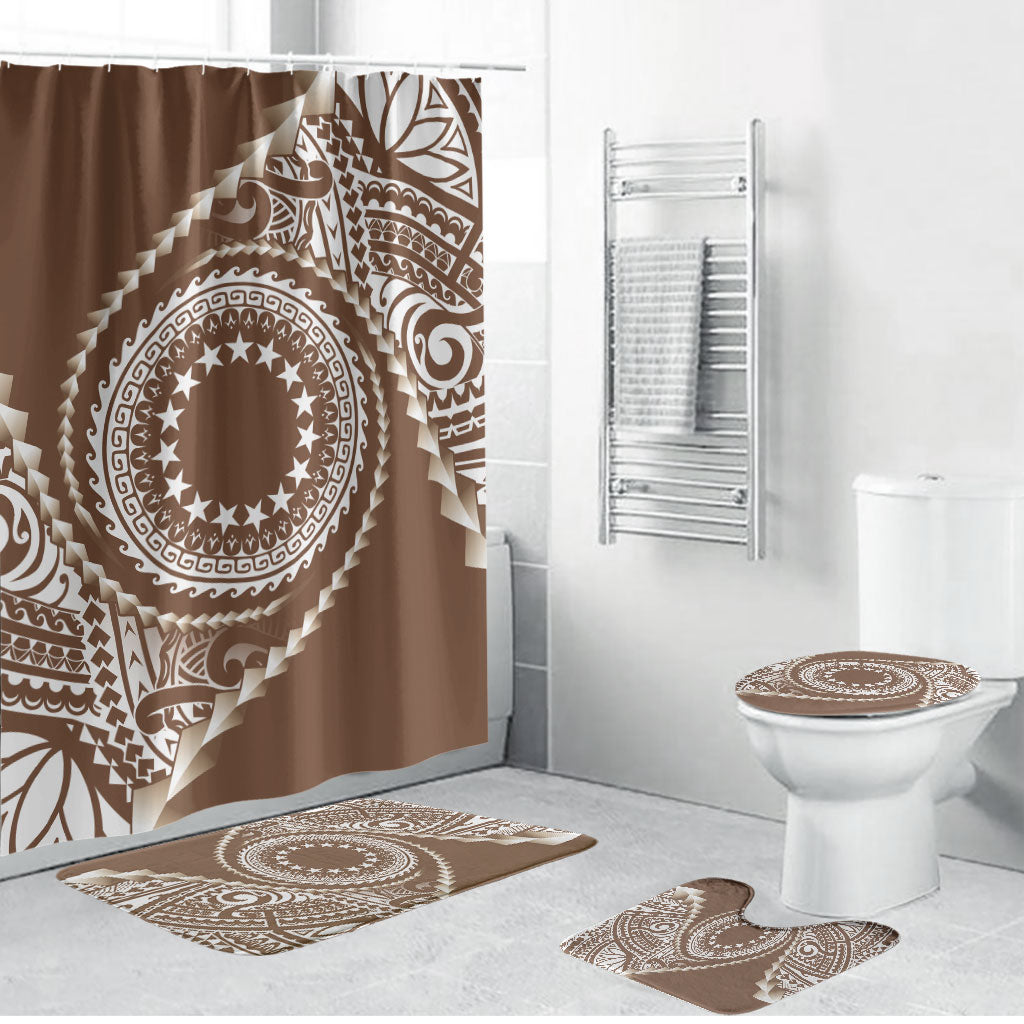 Cook Islands Gospel Day Bathroom Set Brown Tribal Curves LT05 Bathroom Set (4 pcs) Brown - Polynesian Pride