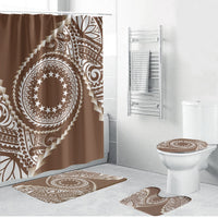 Cook Islands Gospel Day Bathroom Set Brown Tribal Curves LT05 Bathroom Set (4 pcs) Brown - Polynesian Pride