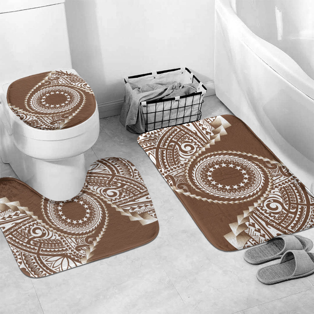 Cook Islands Gospel Day Bathroom Set Brown Tribal Curves LT05 Mat Set Only (3 pcs) One Size Brown - Polynesian Pride