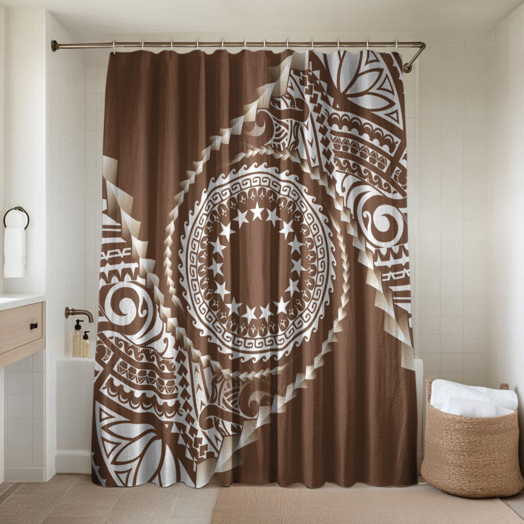 Cook Islands Gospel Day Bathroom Set Brown Tribal Curves LT05 Shower Curtain Only Brown - Polynesian Pride