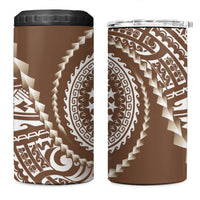 Cook Islands Gospel Day 4 in 1 Can Cooler Tumbler Brown Tribal Curves LT05 One Size: 16 oz Brown - Polynesian Pride