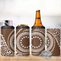 Cook Islands Gospel Day 4 in 1 Can Cooler Tumbler Brown Tribal Curves LT05 - Polynesian Pride