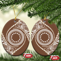 Cook Islands Gospel Day Ceramic Ornament Brown Tribal Curves