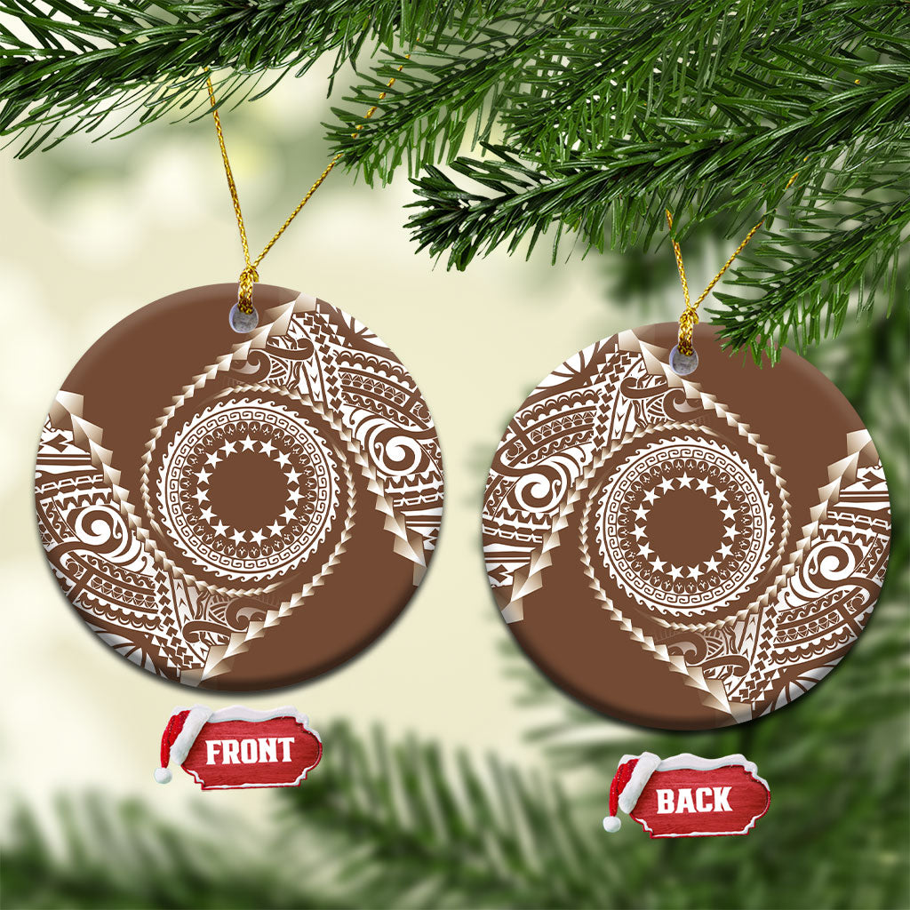 Cook Islands Gospel Day Ceramic Ornament Brown Tribal Curves