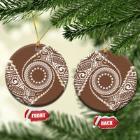 Cook Islands Gospel Day Ceramic Ornament Brown Tribal Curves