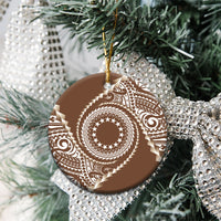 Cook Islands Gospel Day Ceramic Ornament Brown Tribal Curves