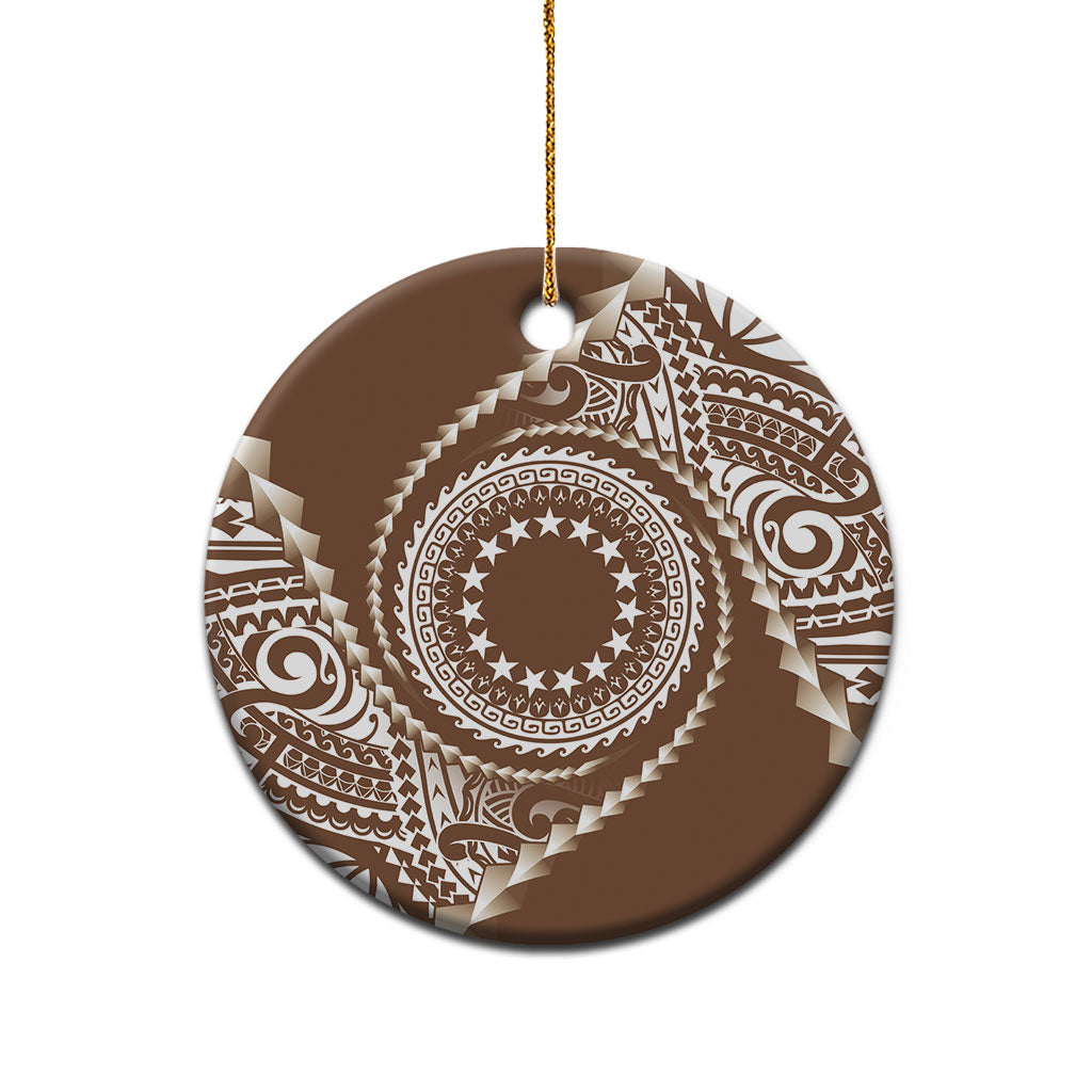 Cook Islands Gospel Day Ceramic Ornament Brown Tribal Curves