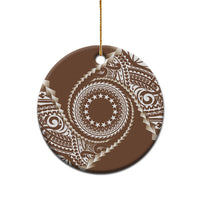 Cook Islands Gospel Day Ceramic Ornament Brown Tribal Curves